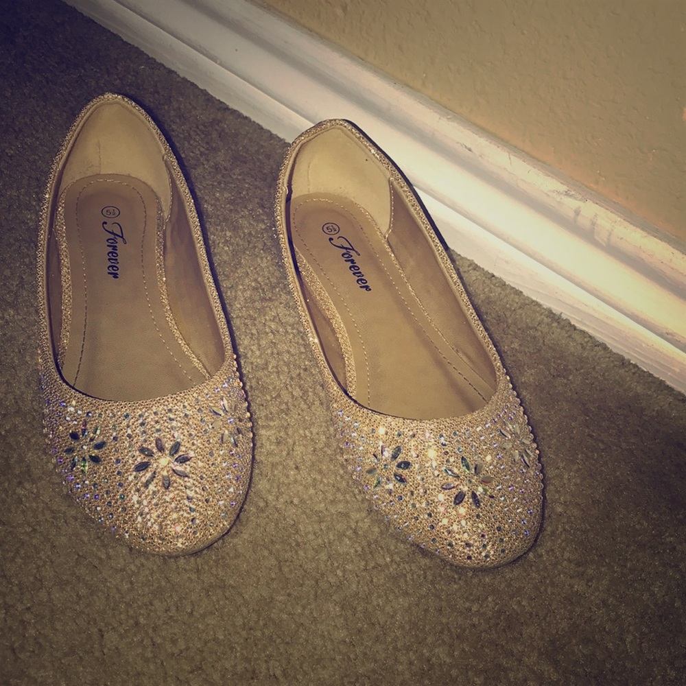 Gold Bejeweled flats